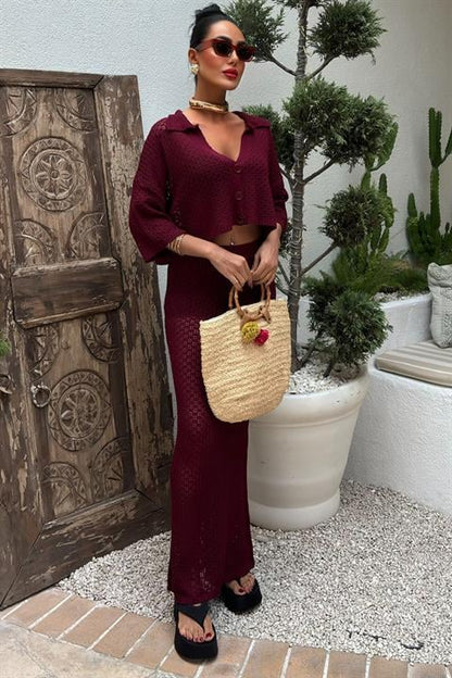 Saia Openwork Burgundy