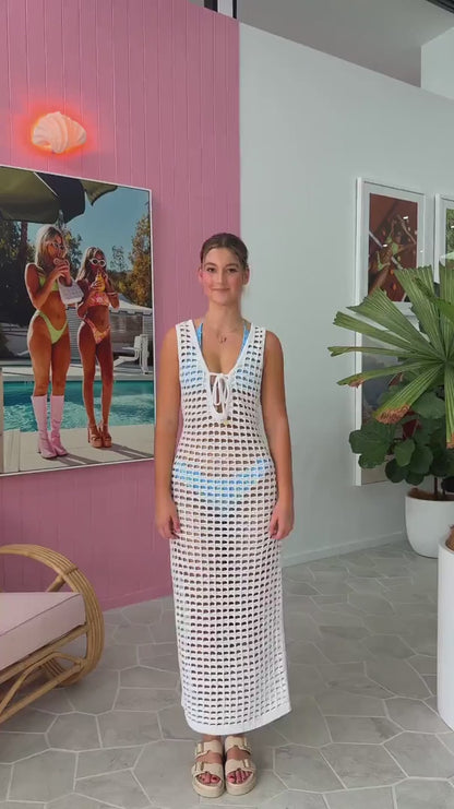 Vestido Maxi de Crochê - Marfim